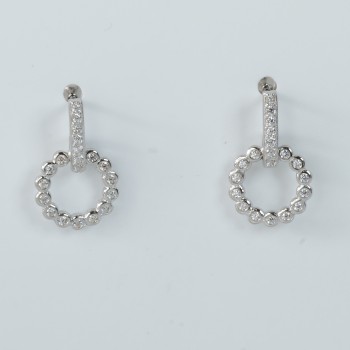 Sterling Silver/CZ Small Circle Drop Earrings